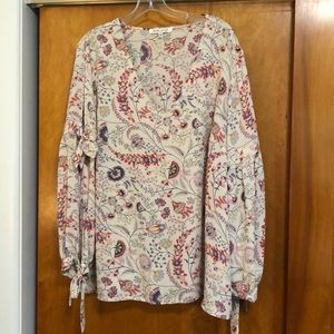 Rose & Olive V neck blouse open sleeves w/ ties 2X